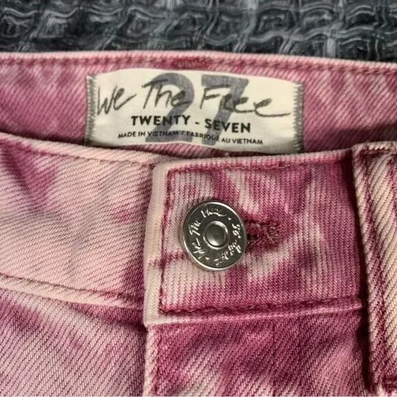 FREE PEOPLE Pink Asymmetrical Raw Hem Mini Skirt Waist Size 27 #754 - Picture 4 of 10